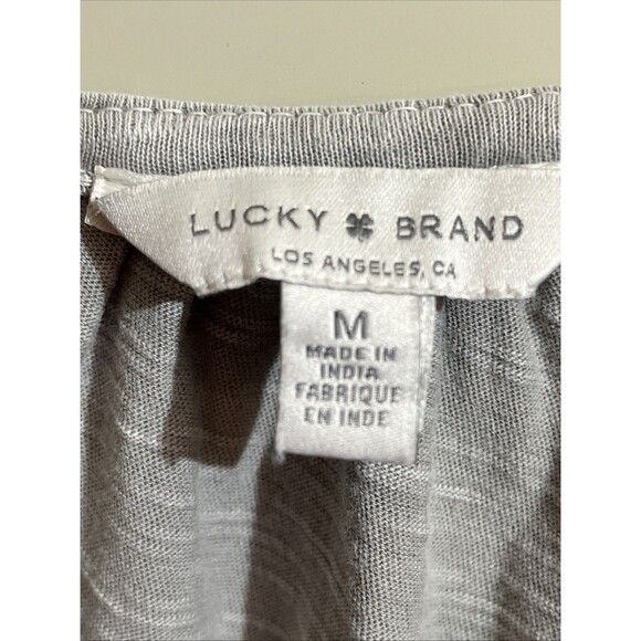 Lucky Brand Women’s Gray Long Sleeve Top with Embroidered Sleeves – Minor Flaw - Picture 2 of 5